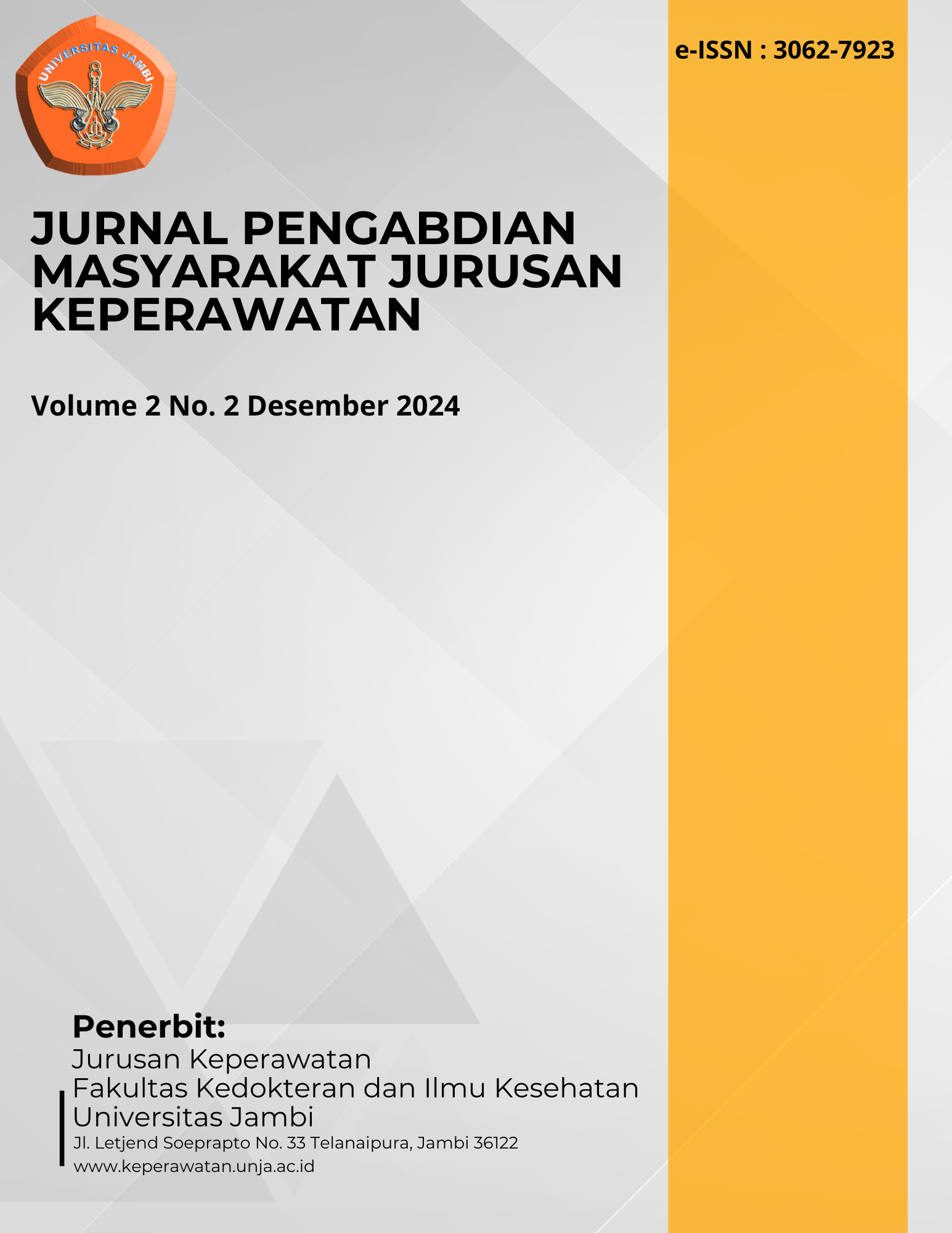 					View Vol. 2 No. 2 (2024): Jurnal Pengabdian Masyarakat Jurusan Keperawatan
				