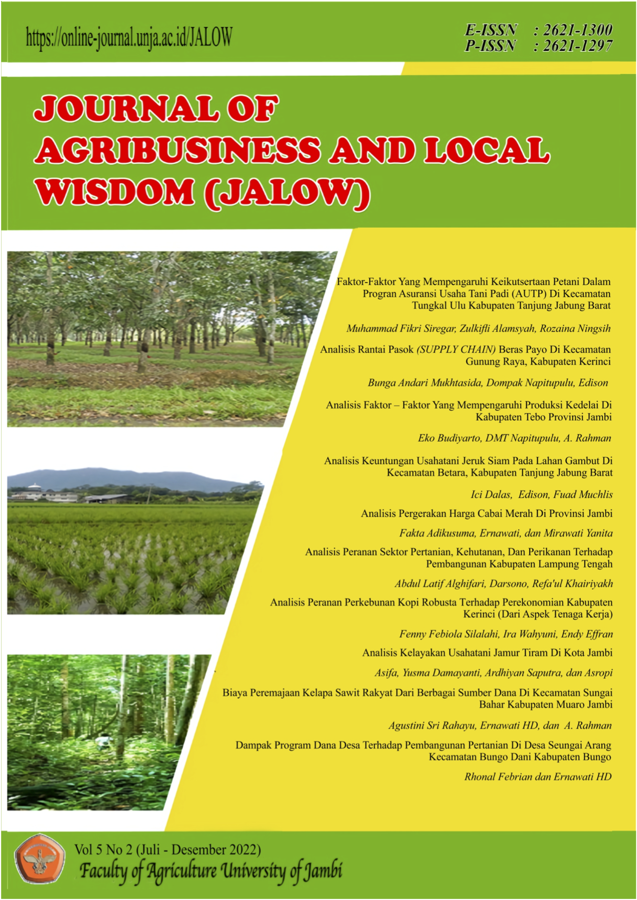 					View Vol. 5 No. 2 (2022): Journal Agribusiness and Local Wisdom
				
